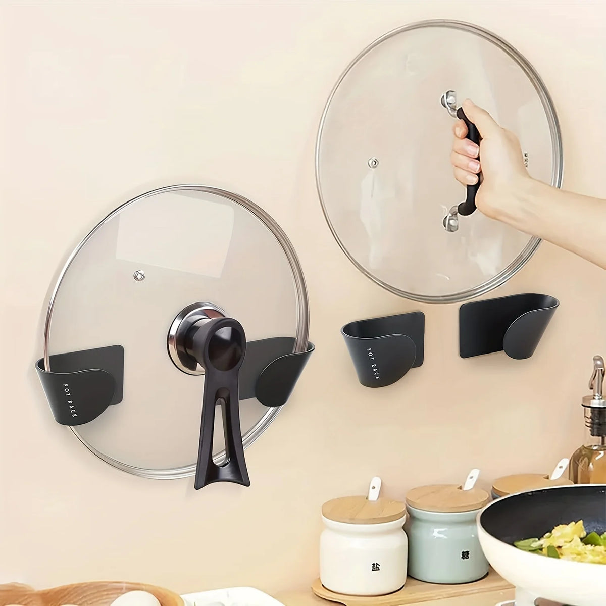 1/3/6pairs Pot Lid Holder Wall-Mounted Hanging Pan Pot