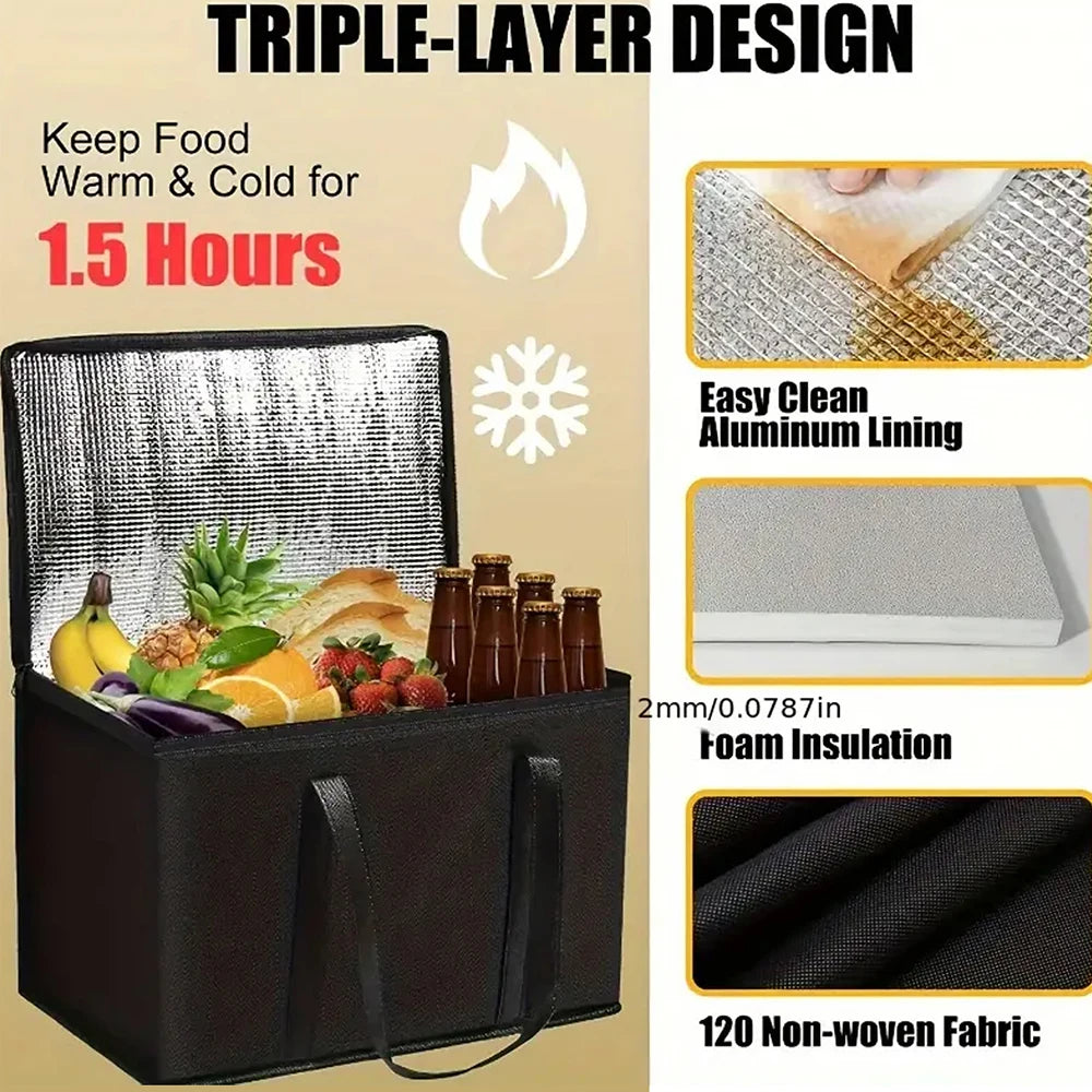 1pc Large Insulated Food Bag Reusable Foldable Cold