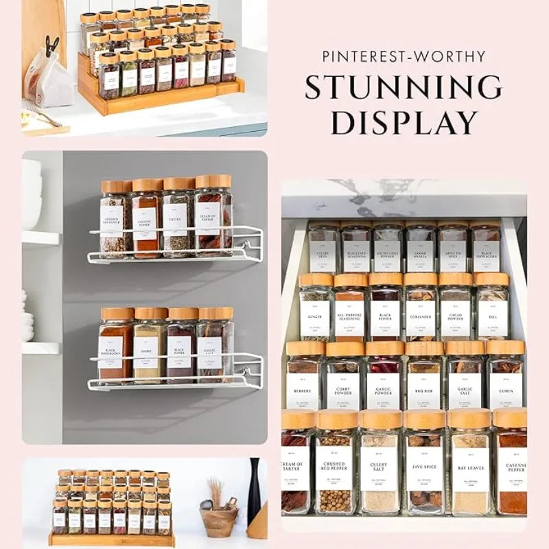 Square Spice Jars Wooden Lid Spice Jars Shaker
