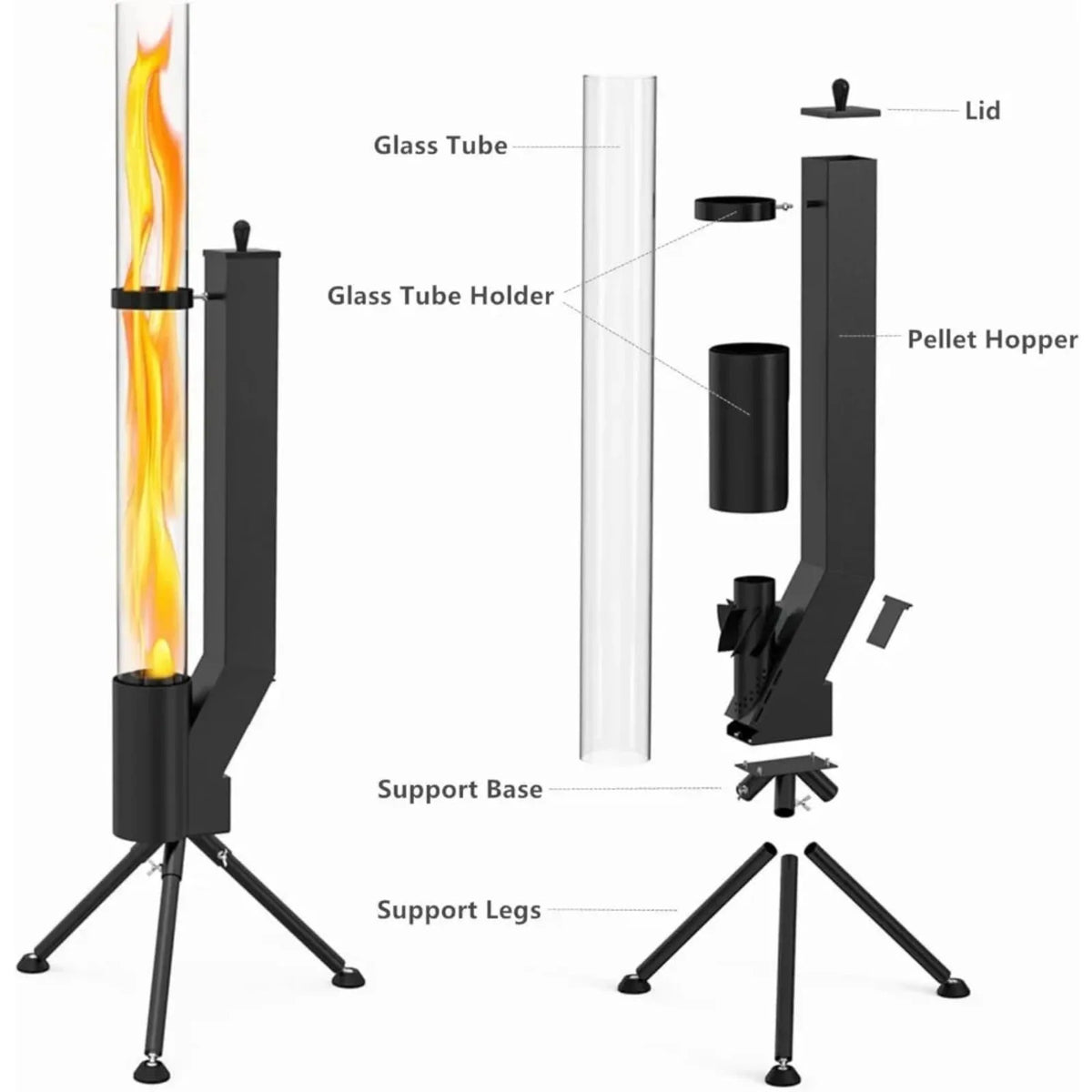 Vertical Wood Burning Rocket Stove Courtyard Heating Stove