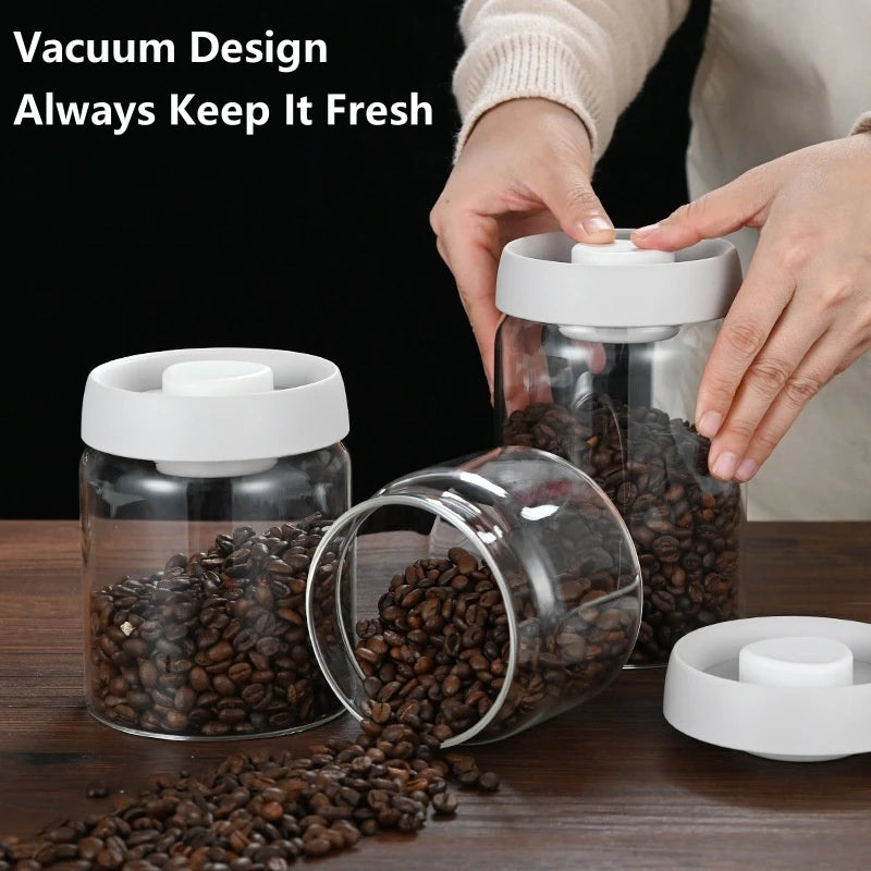 Coffee Beans Vacuum Sealed Tank Glass Sealed Jar