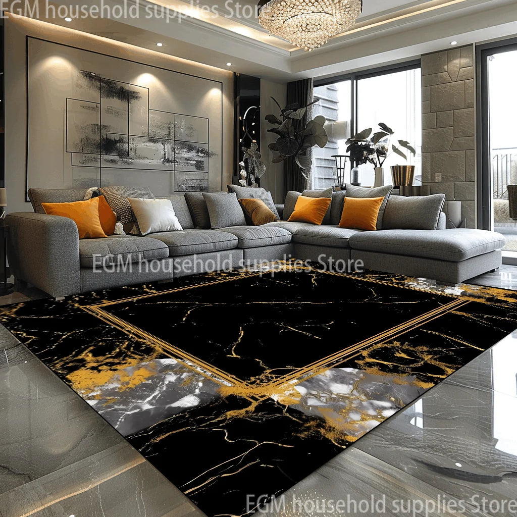 European Style Luxury Large Rugs Living Room Black