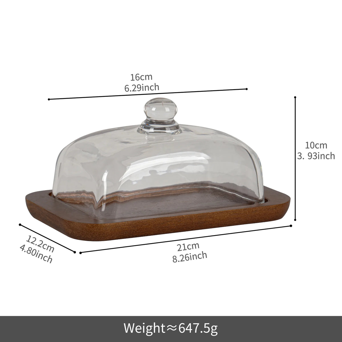 Bread Box Glass Lid Butter Dish Cheese Storage