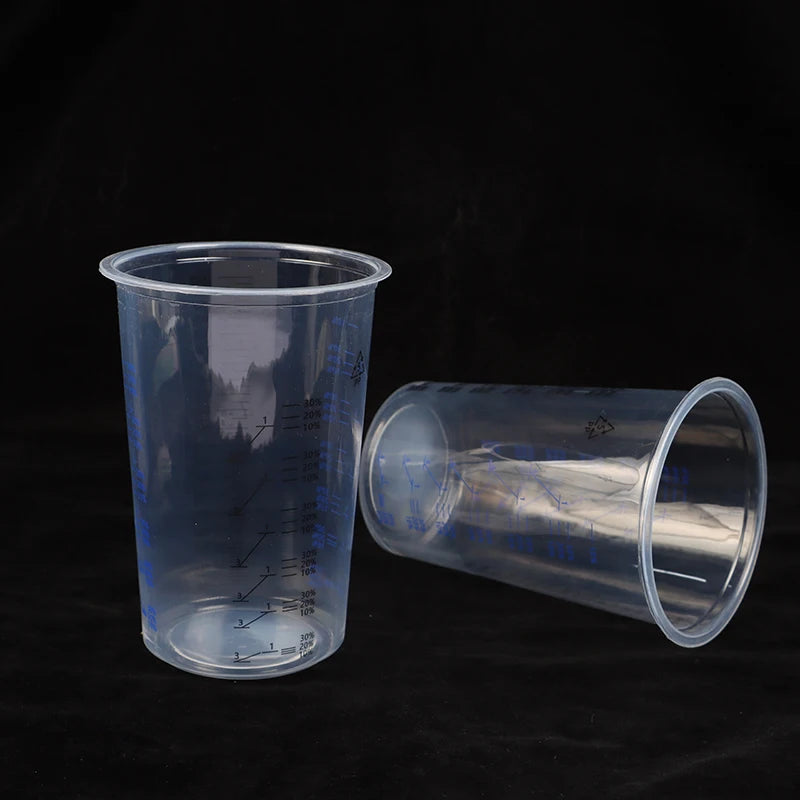 10pcs Disposable Measuring Cups 1000ml Clear Graduated Plastic
