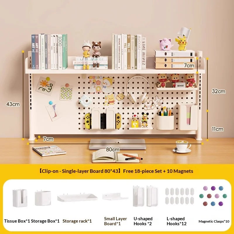 Adjustable Desktop Storage Rack Pegboard Desk Bookshelf Organizer