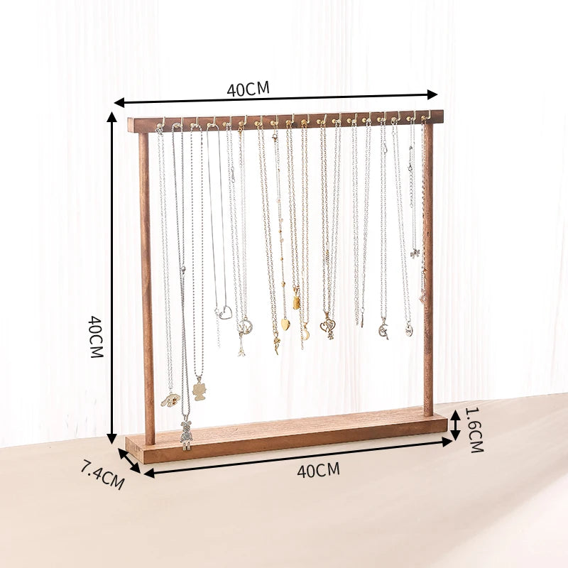 Jewelry Organizer Display Stand Wood Necklace Hanging Countertop