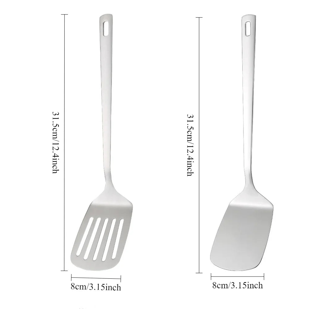 2pack Spatulas Stainless Steel Silver Slotted Turner Solid