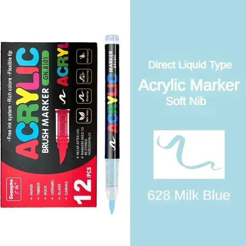 Guangna 360/12 Colors Acrylic Paint Pens Markers Brush