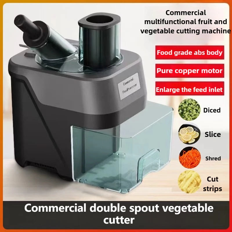 Commercial Double Spout Vegetable Cutter In Dicing Shredding