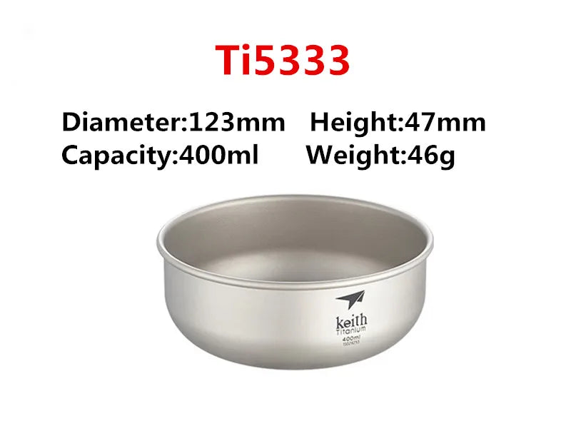 Keith Camping Tableware Titanium Bowls Pan Fruit Vegetable