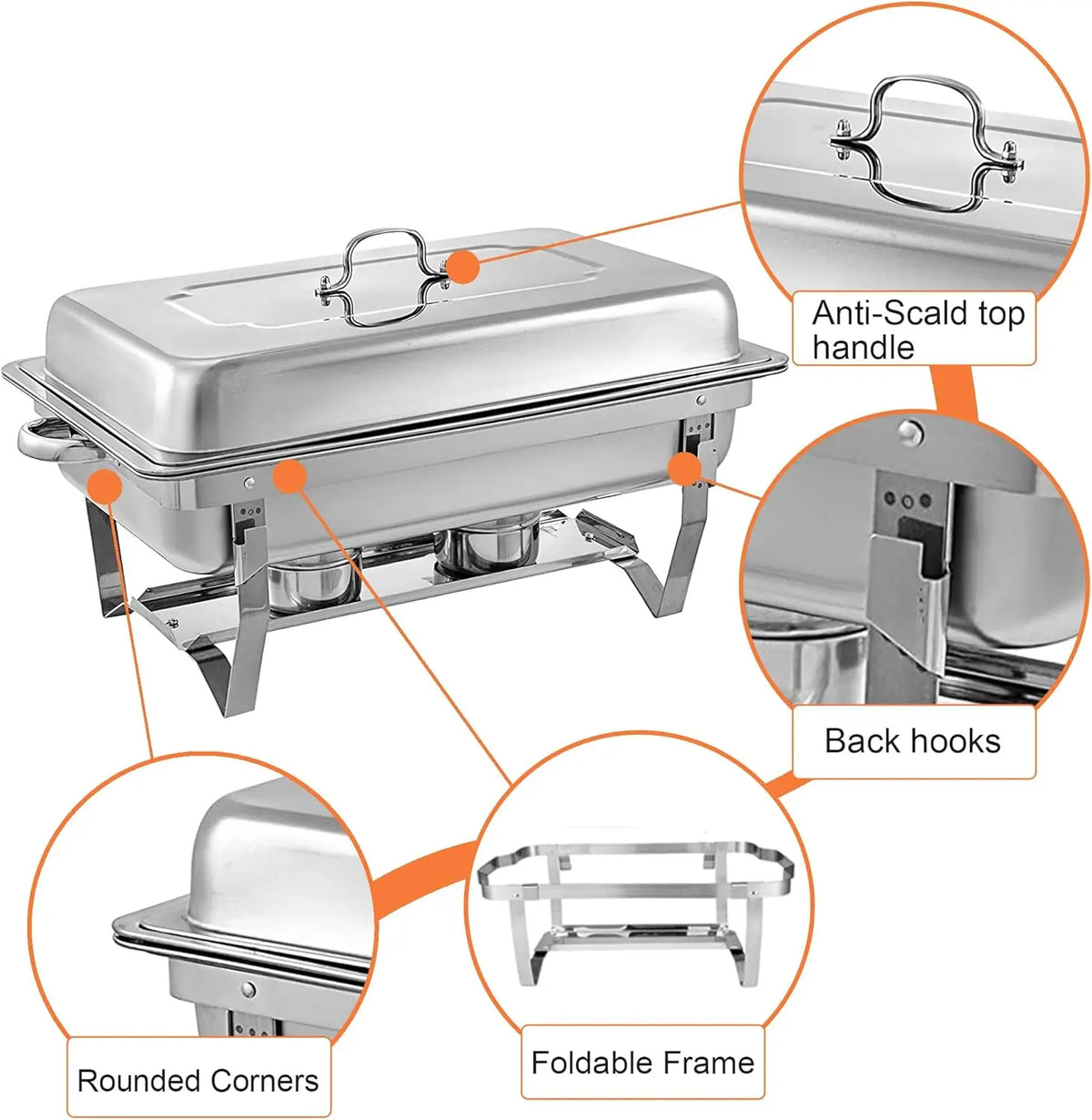 2/4/6pack Chafing Dish Buffet Stainless Steel 8qt Food