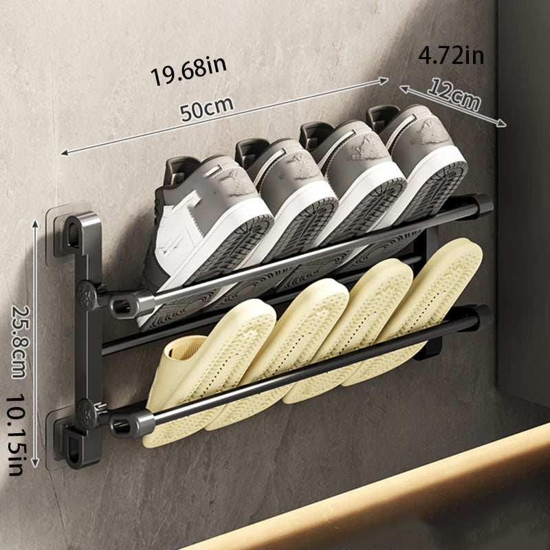 Wall Mounted Shoe Rack Punch Slipper Rack Bathroom
