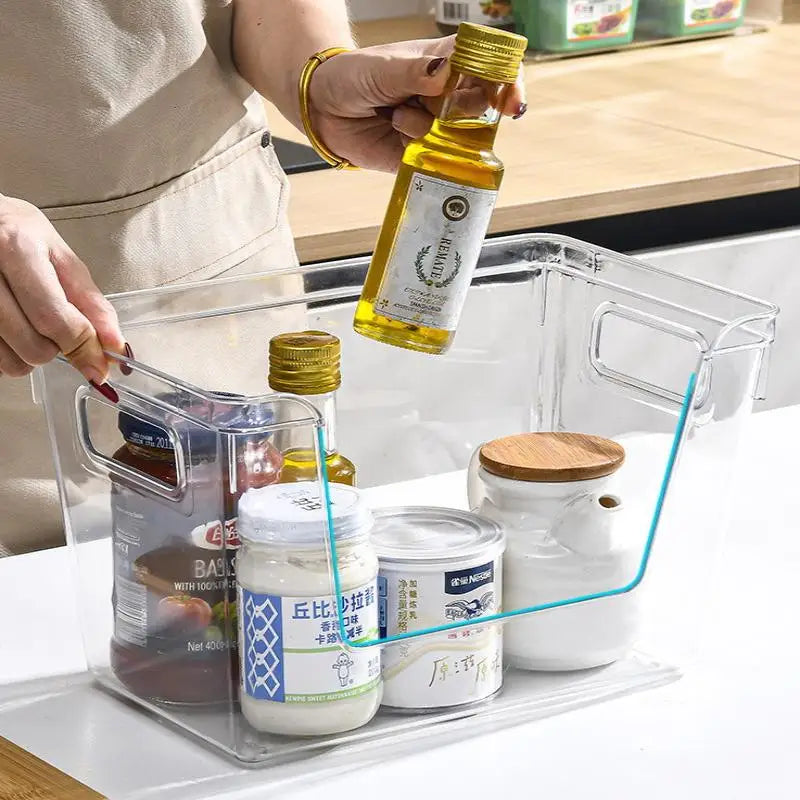 Stackable Pantry Organizers Wooden Lids Storage Clear Bins