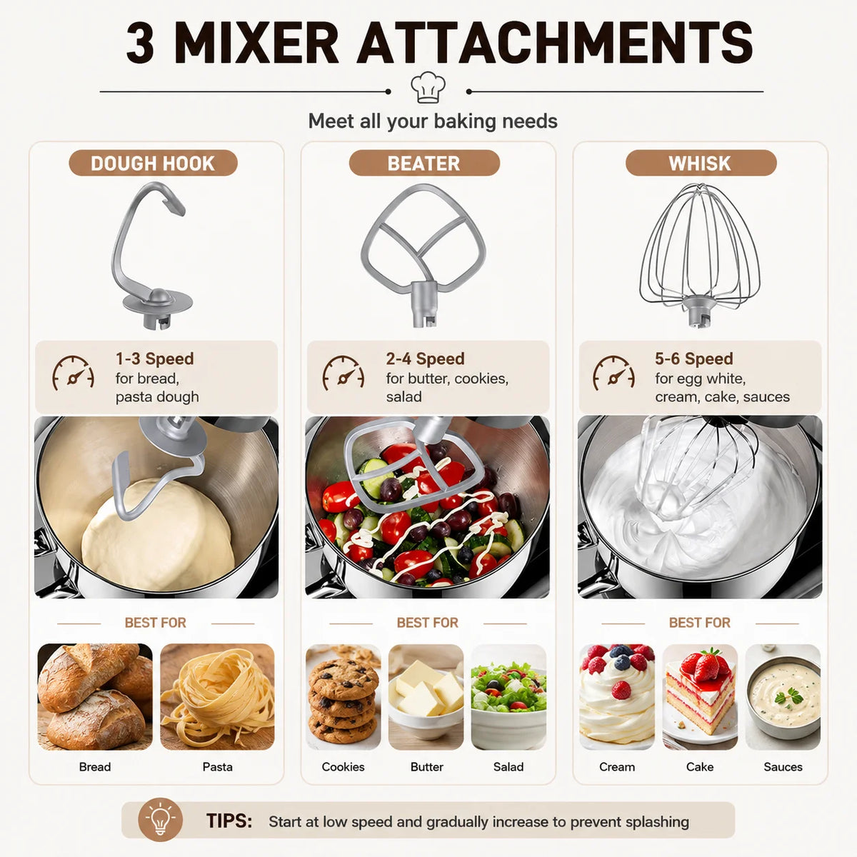 1500w 6-Speed 2l Food Stand Mixer Electric Blender