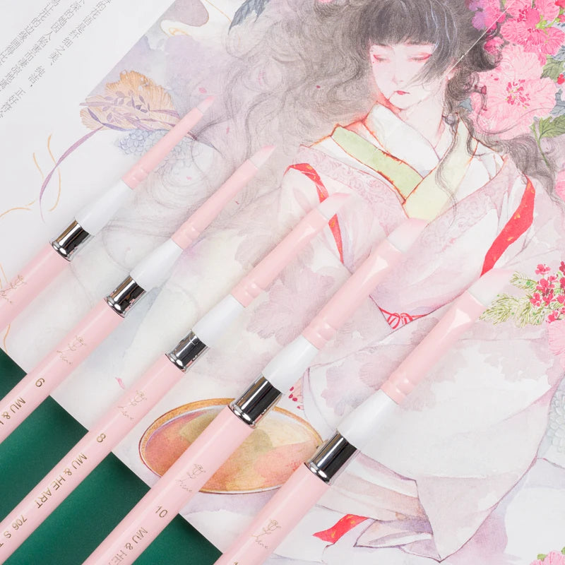 Pink Travel Minipen Korean Synthetic Hair Artist Acrylic