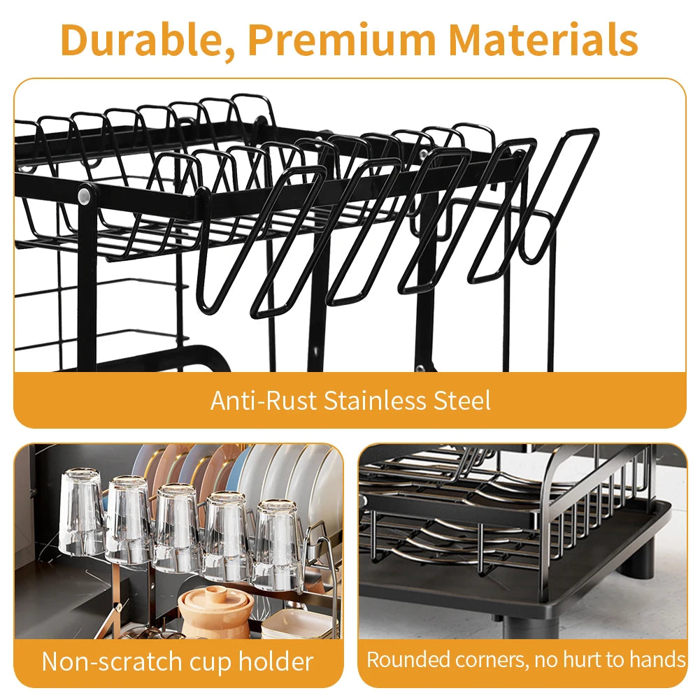 Tier Dish Drainer Rack - Dish Rack Utensil