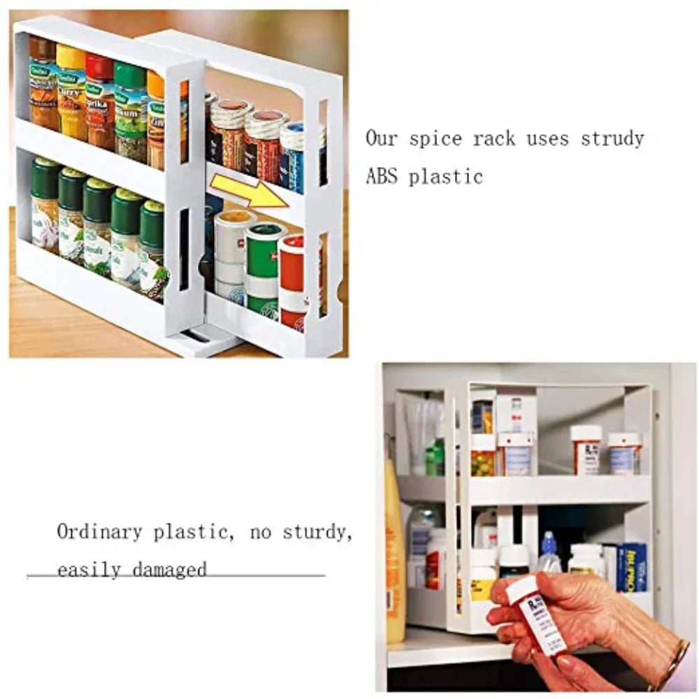 Spice Organizer Rack Multi-Function Tier Rotating Storage Shelf