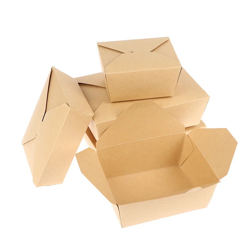 10pcs Disposable Fast Food Boxes Thickened Kraft Paper