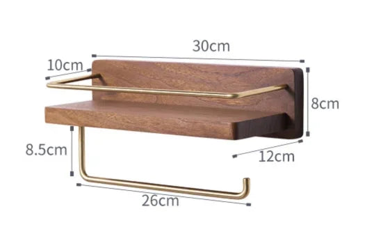 Wooden Towel Rack Roll Holder Wall Mounted Shelf
