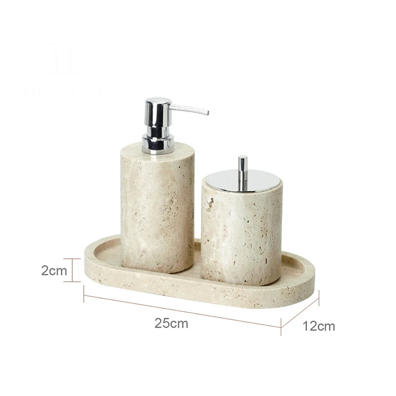 Beige Travertine Bathroom Natural Marble Soap Dispenser Soap