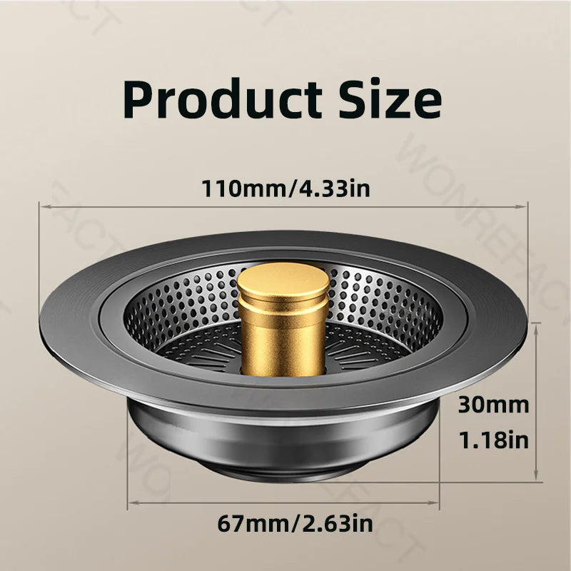 Universal Sink Strainer Stainless Steel Pop-Up Drain Plug