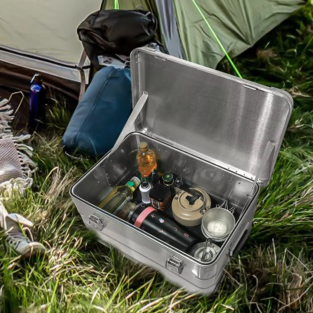 80l Outdoor Aluminum Alloy Storage Box Camping Picnic