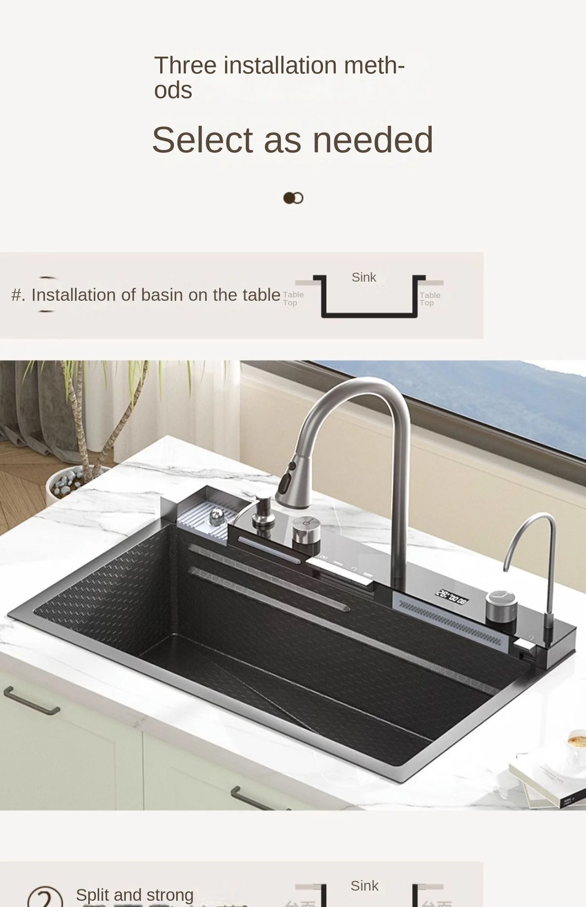 Integrated Waterfall Sink Honeycomb Technology Large Digitial
