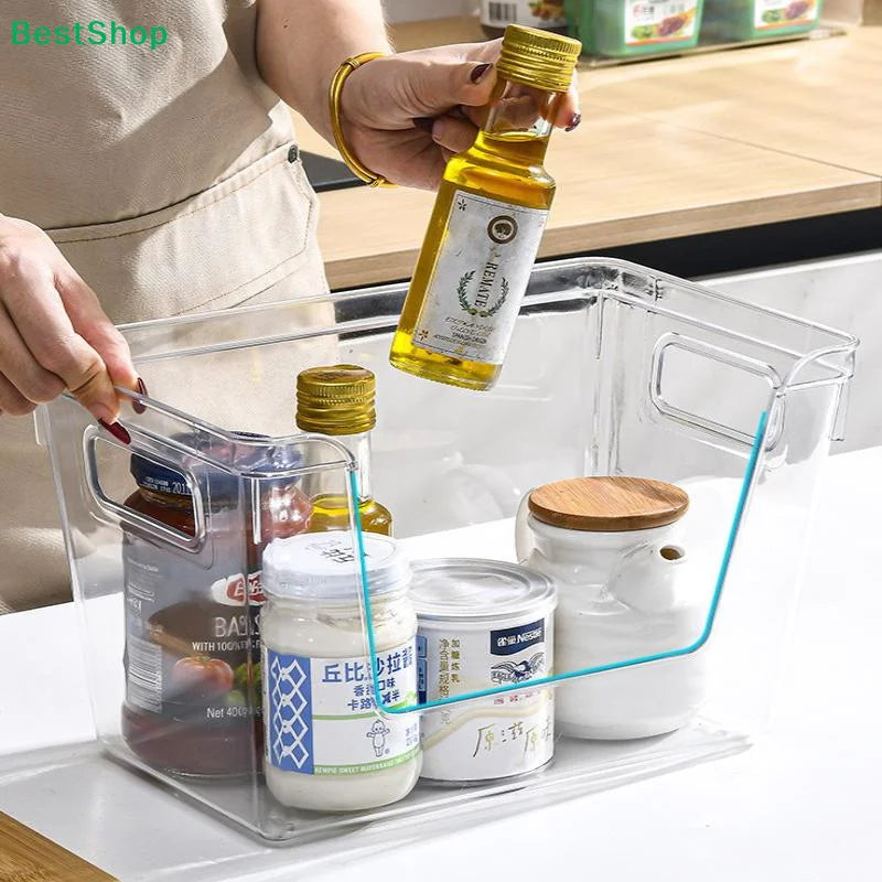 Stackable Pantry Organizers Wooden Lids Storage Clear Bins