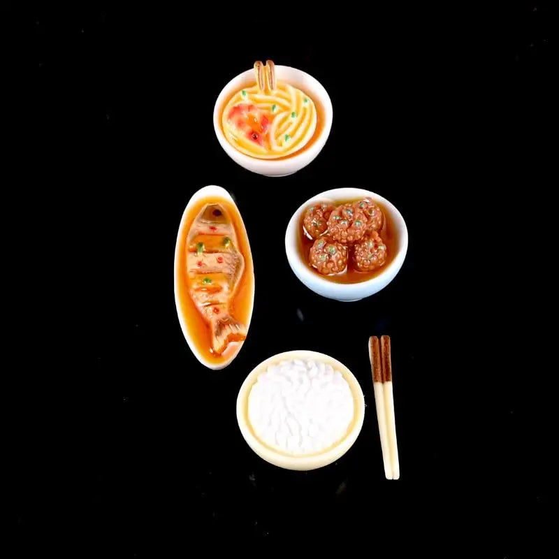 1/12 Dollhouse Miniature Chinese Dishes Food Models Dollhouse