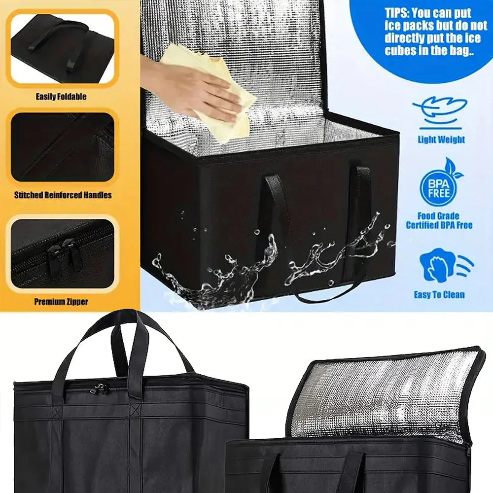 1pc Large Insulated Food Bag Reusable Foldable Cold