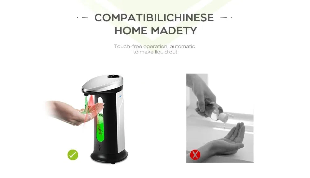 Touchless Automatic Liquid Soap Dispenser 400ml Hands-Free Sensor