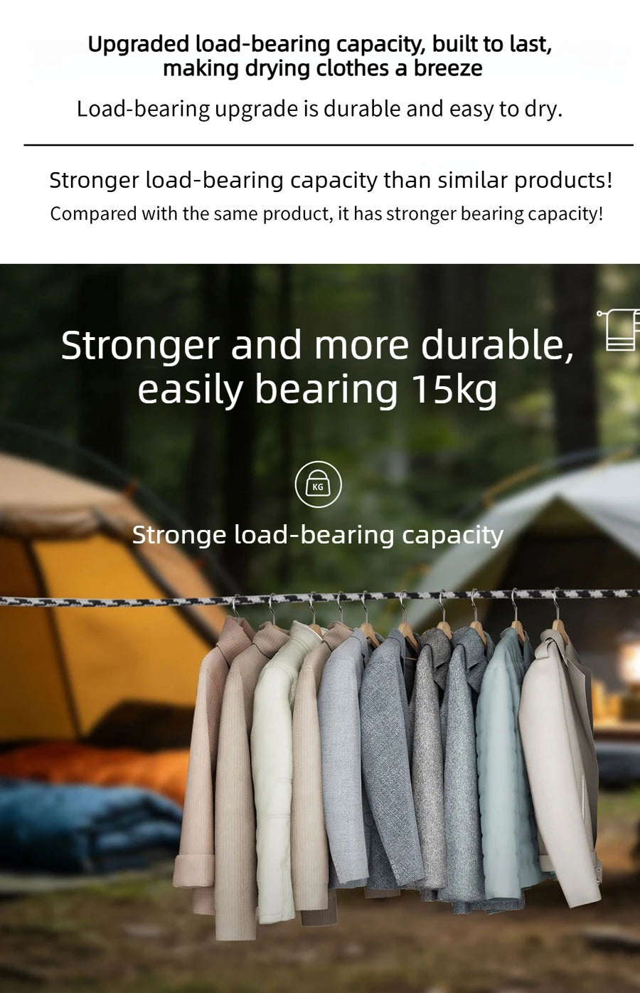 8m Retractable Clothesline Outdoor Travel Hand-Cranked