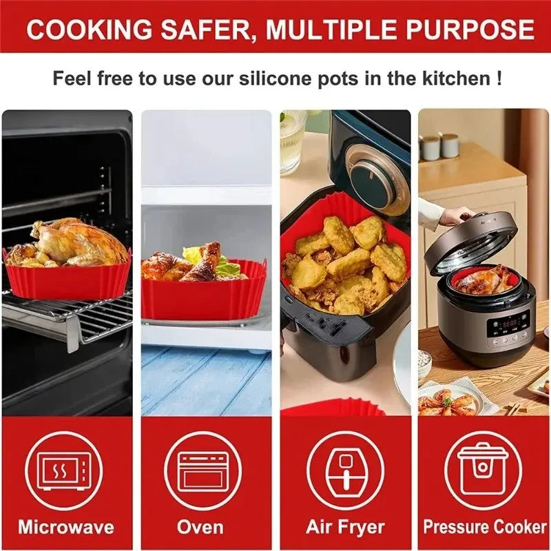 1pc Reusable Airfryer Pan Liner Silicone Air Fryers