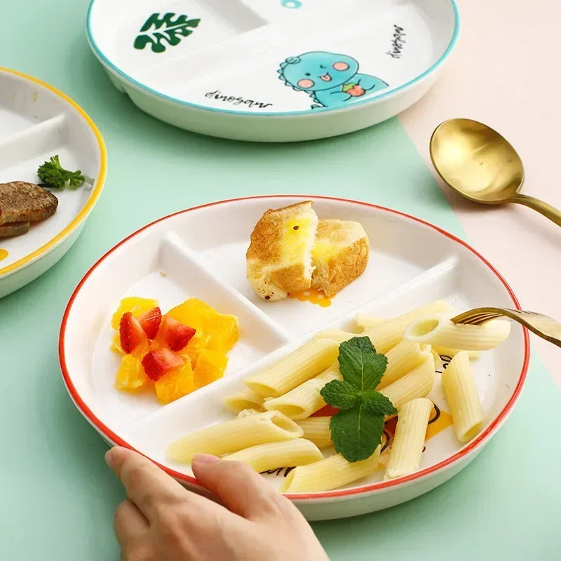 Divider Plate Ceramic Dish Serving Platter Children Tableware
