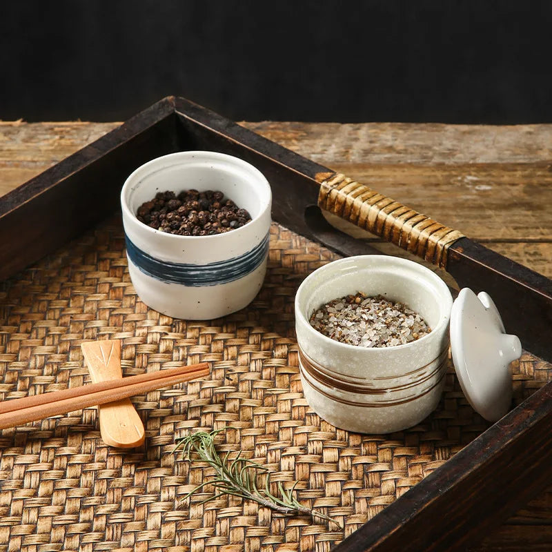 Japanese Style Vintage Ceramic Seasoning Jar Chili Storage