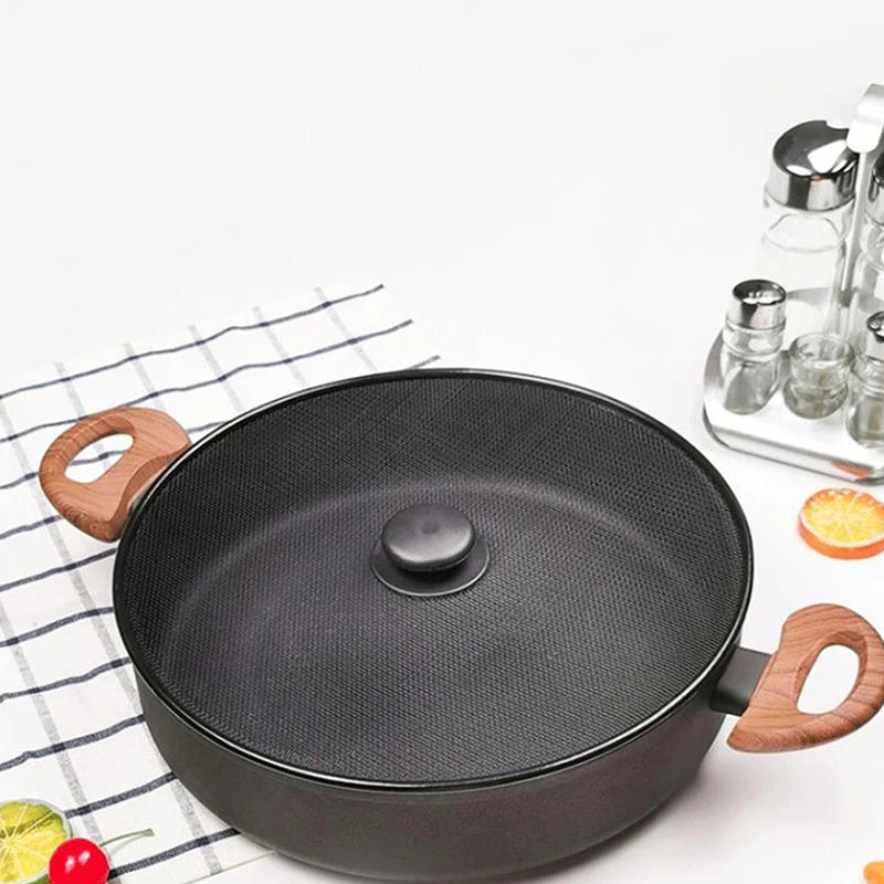 Black Splatter Screen Anti Grease Frying Pan Oil