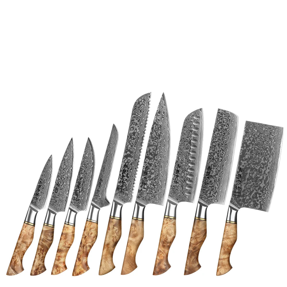 Hezhen Knife 1-7pc Damascus Steel Knives Chef Knife