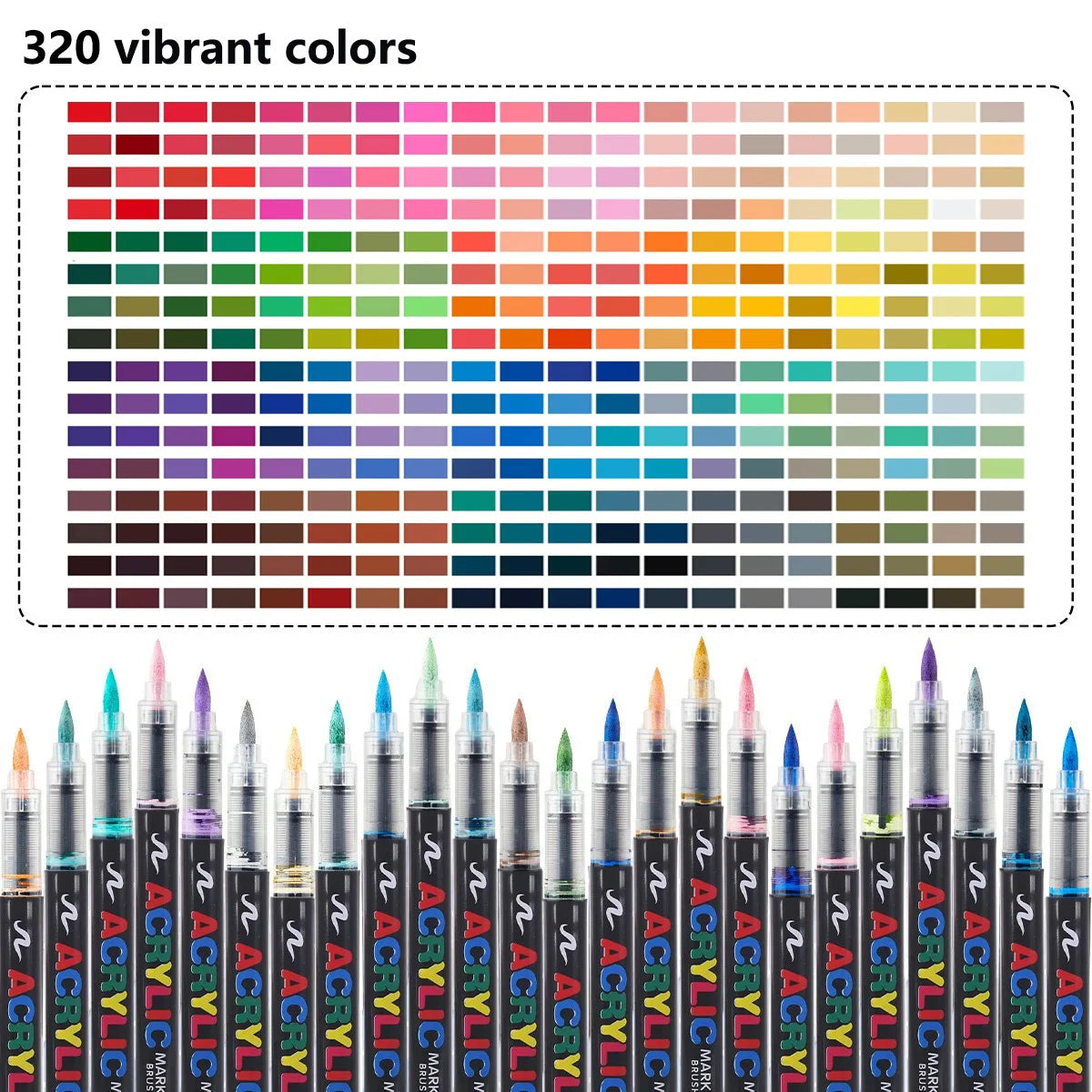 12-366 Colors Acrylic Marker Waterproof Acrylic Brush Marker