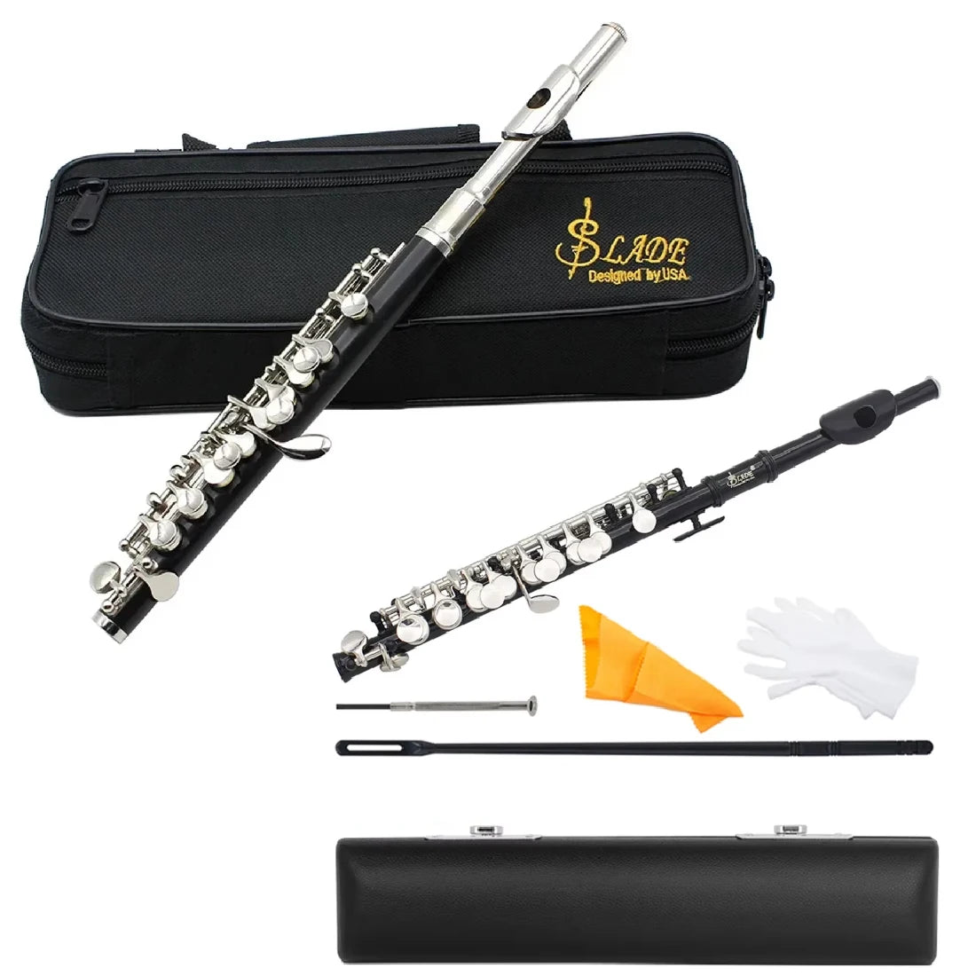 Black Silver Piccolo Professional Key Piccolo Padded Case