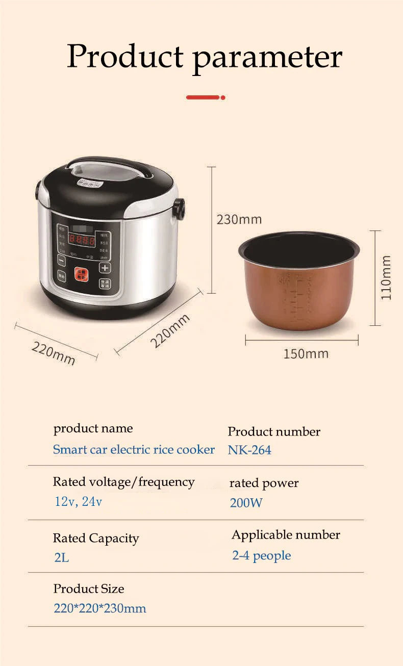 Car Rice Cooker 12v 24v 220v Car Dual