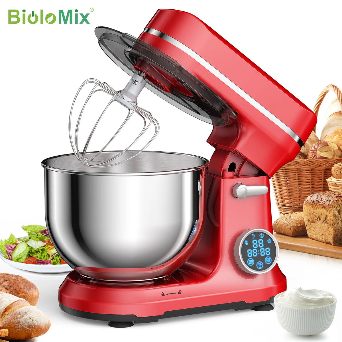 Biolomix Food Stand Mixer 1200w 11-Speeds Dc Motor