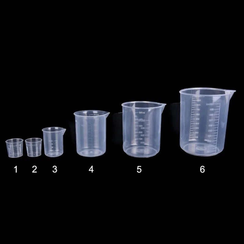 6pcs Plastic Measuring Cups - Clear Graduated Beaker