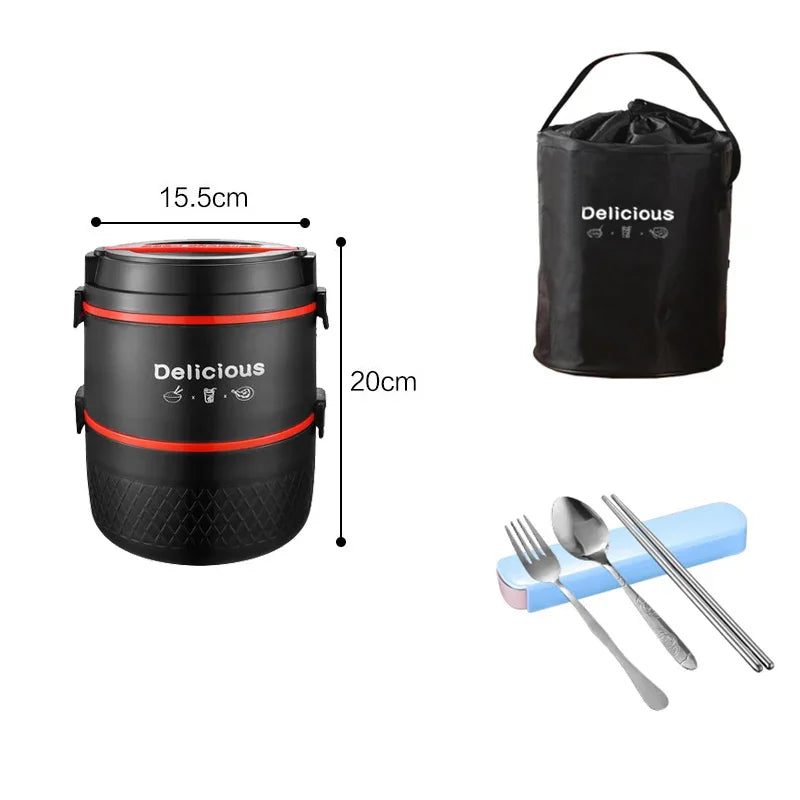 Layer Stainless Steel Lunch Box Kids Student Office