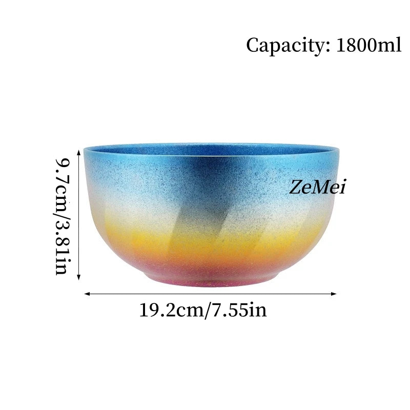 Pure Titanium Thickened Double-Wall Salad Bowl Multicolor