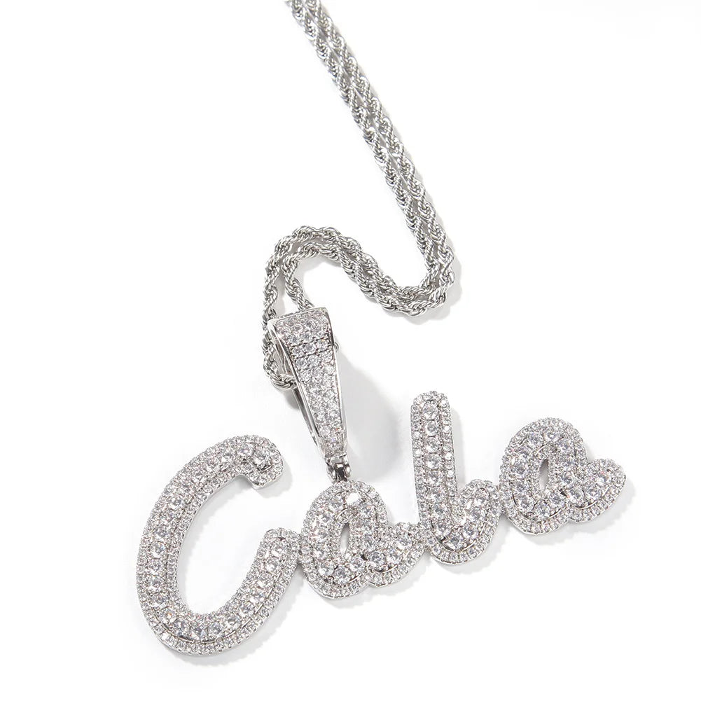 Uwin Custom Name Pendant Brush Cursive Letter Necklace