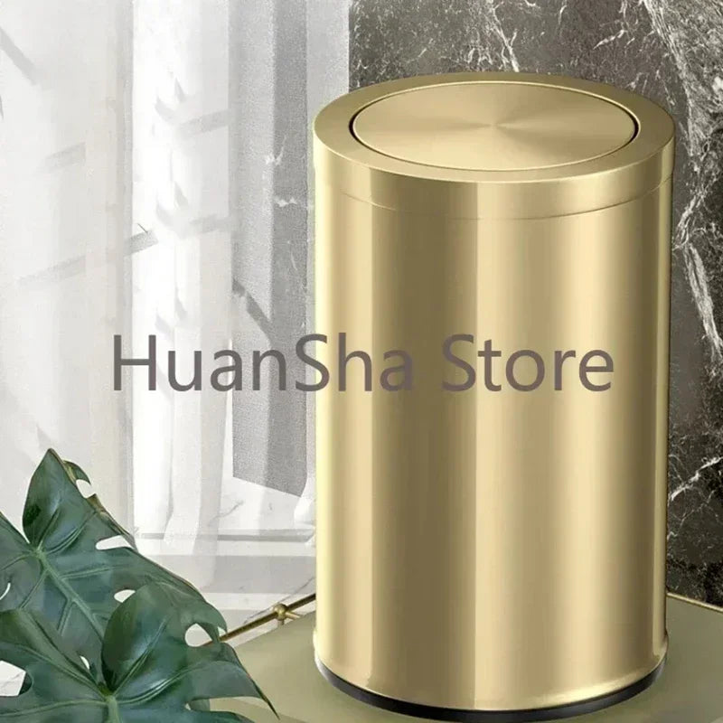 Stainless Steel Trash Can Gold Bathroom Bedroom Recycle