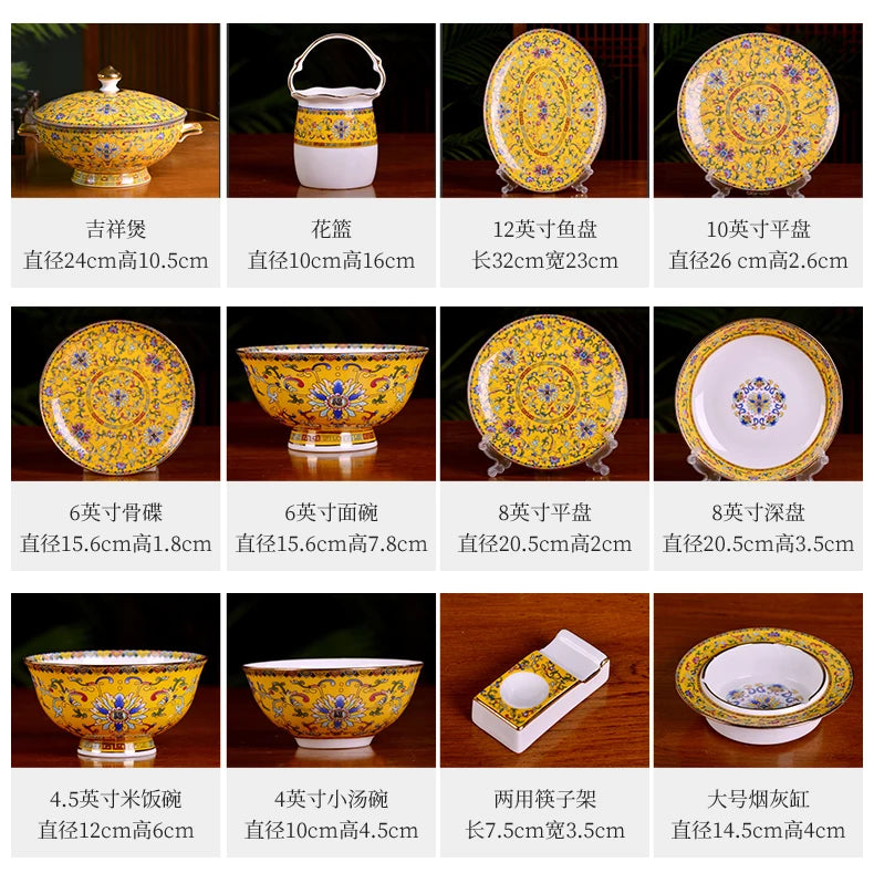 Jingdezhen Ceramic Bowl Dish Tableware Combination Palace Chinese