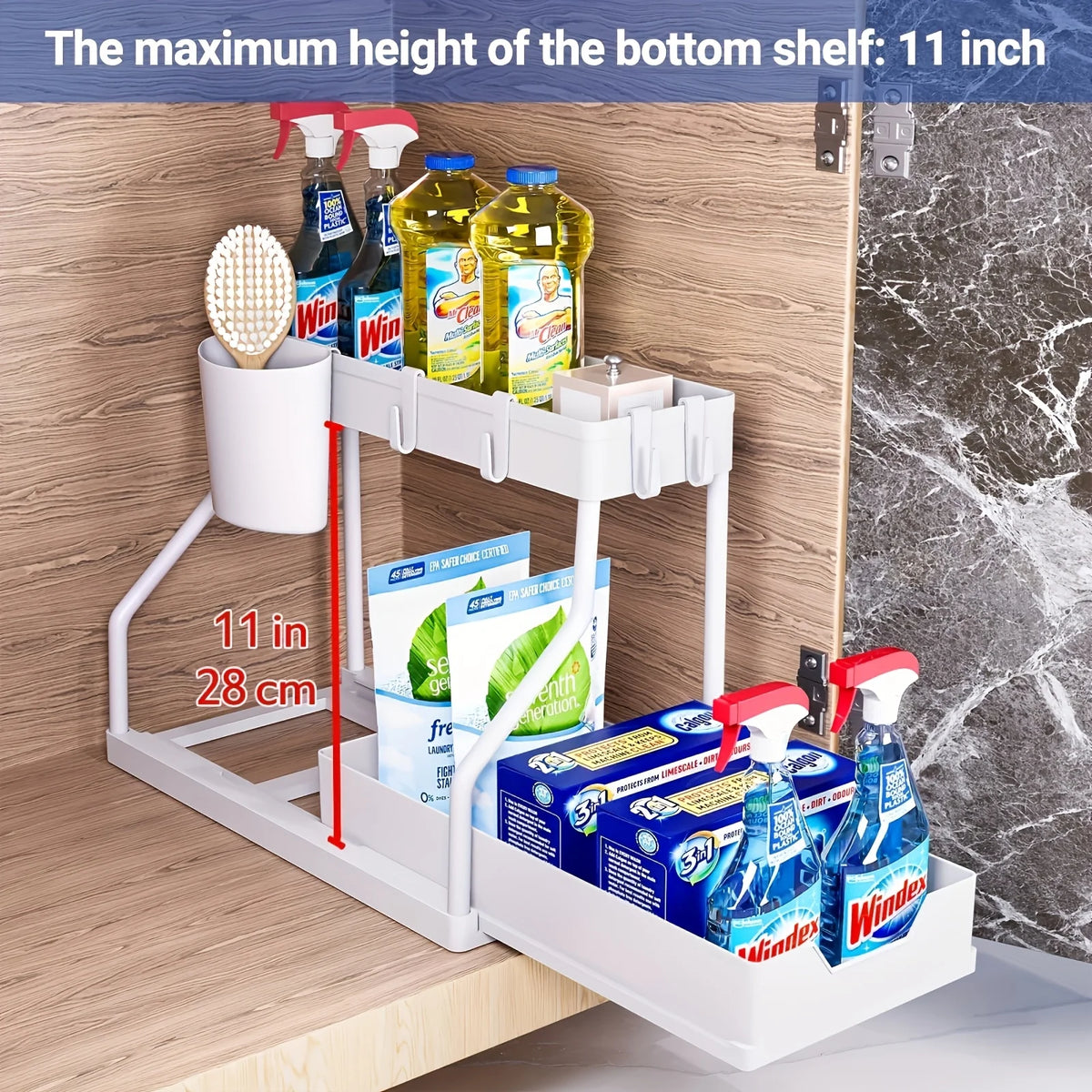 Space Saving Tier Under Sink Organizer Pull Out