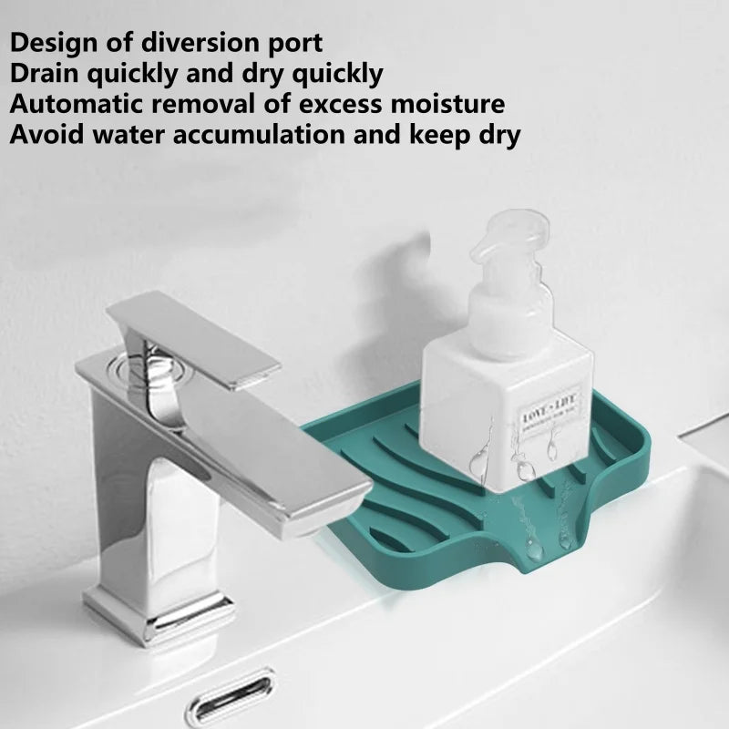 1pcs Sink Silicone Tray Drain Soap Sponge Storage