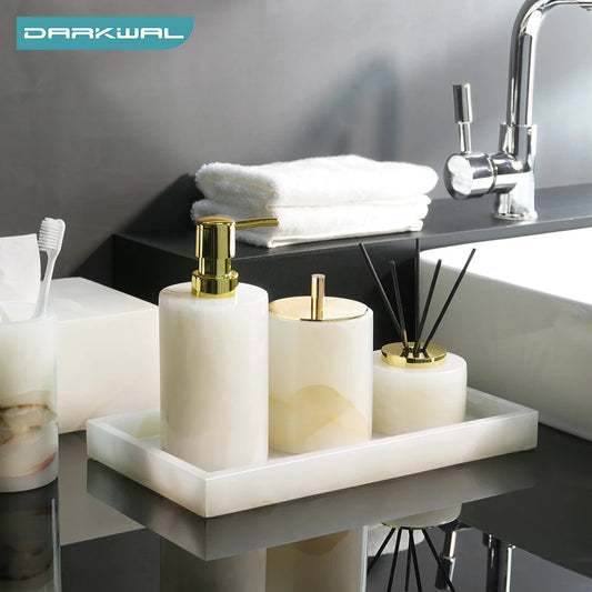 White Onyx Natural Marble Bathroom Luxury Soap Dispenser